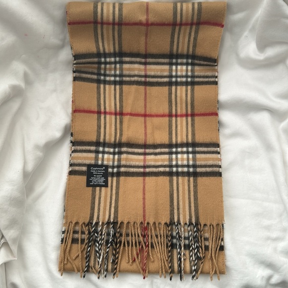 FRAAS CASHMINK Fringe Scarf Unisex Men&Women Plaid Tan Black Red White 10x72 - Picture 6 of 9